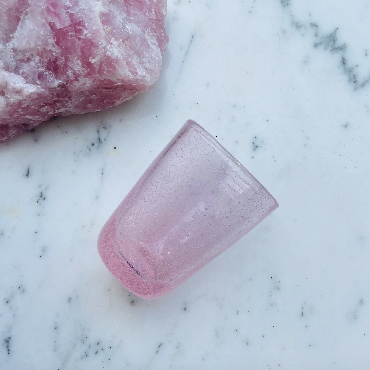 Mundblæst Bubble glas ~ Lyserød