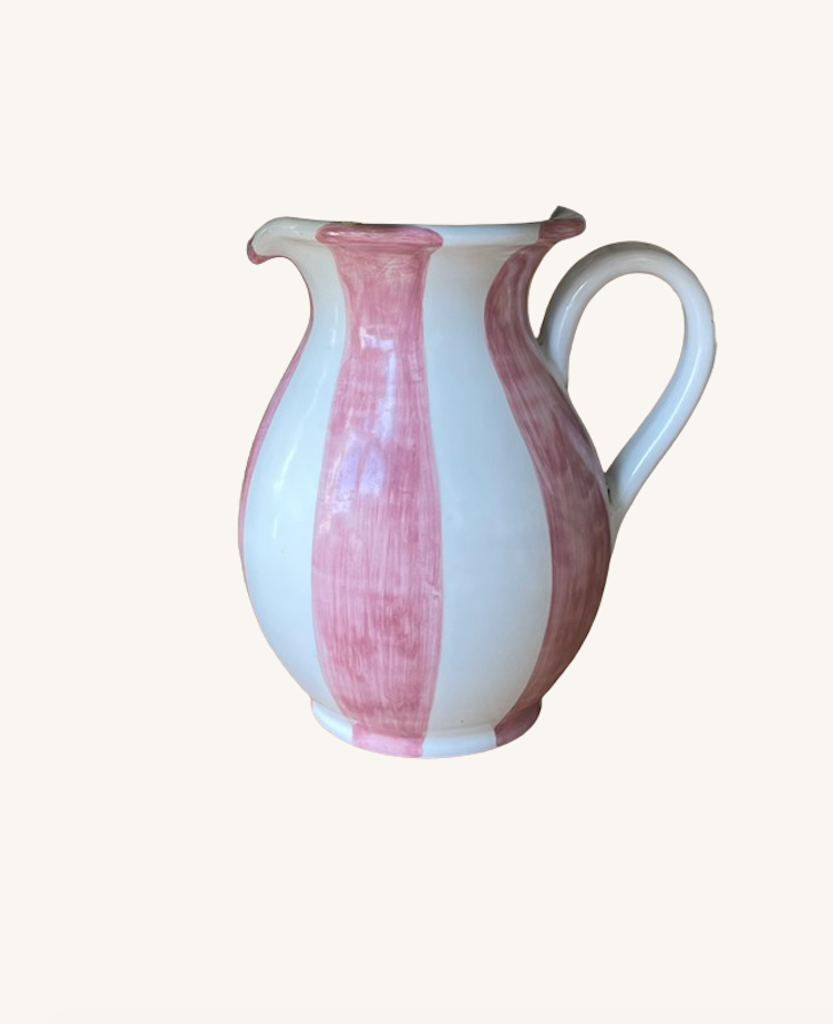 Italiensk håndmalet kande | Rosa striber