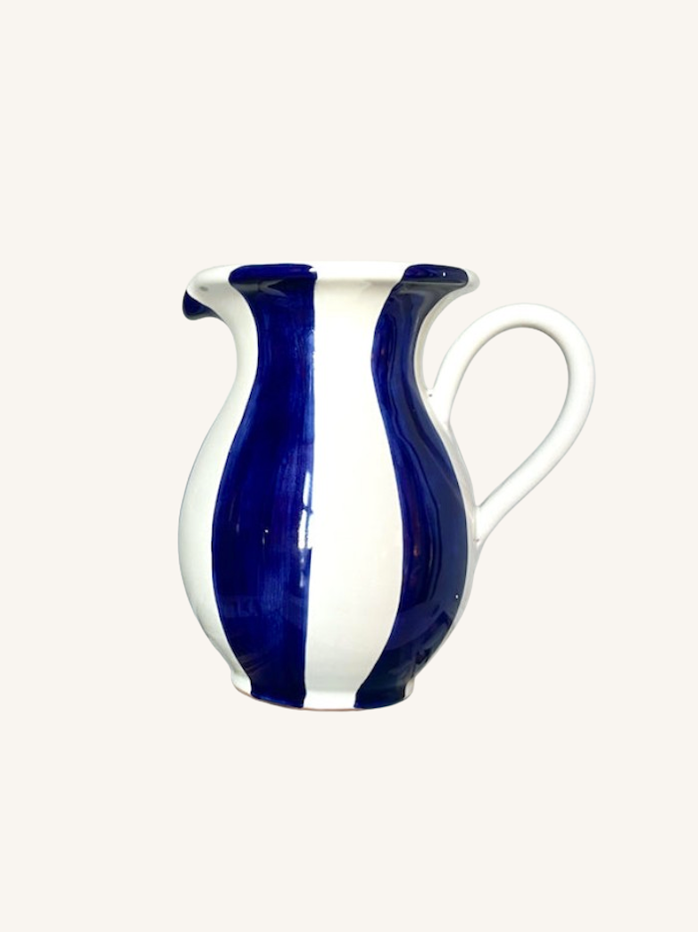 Italiensk håndmalet kande | Blå striber