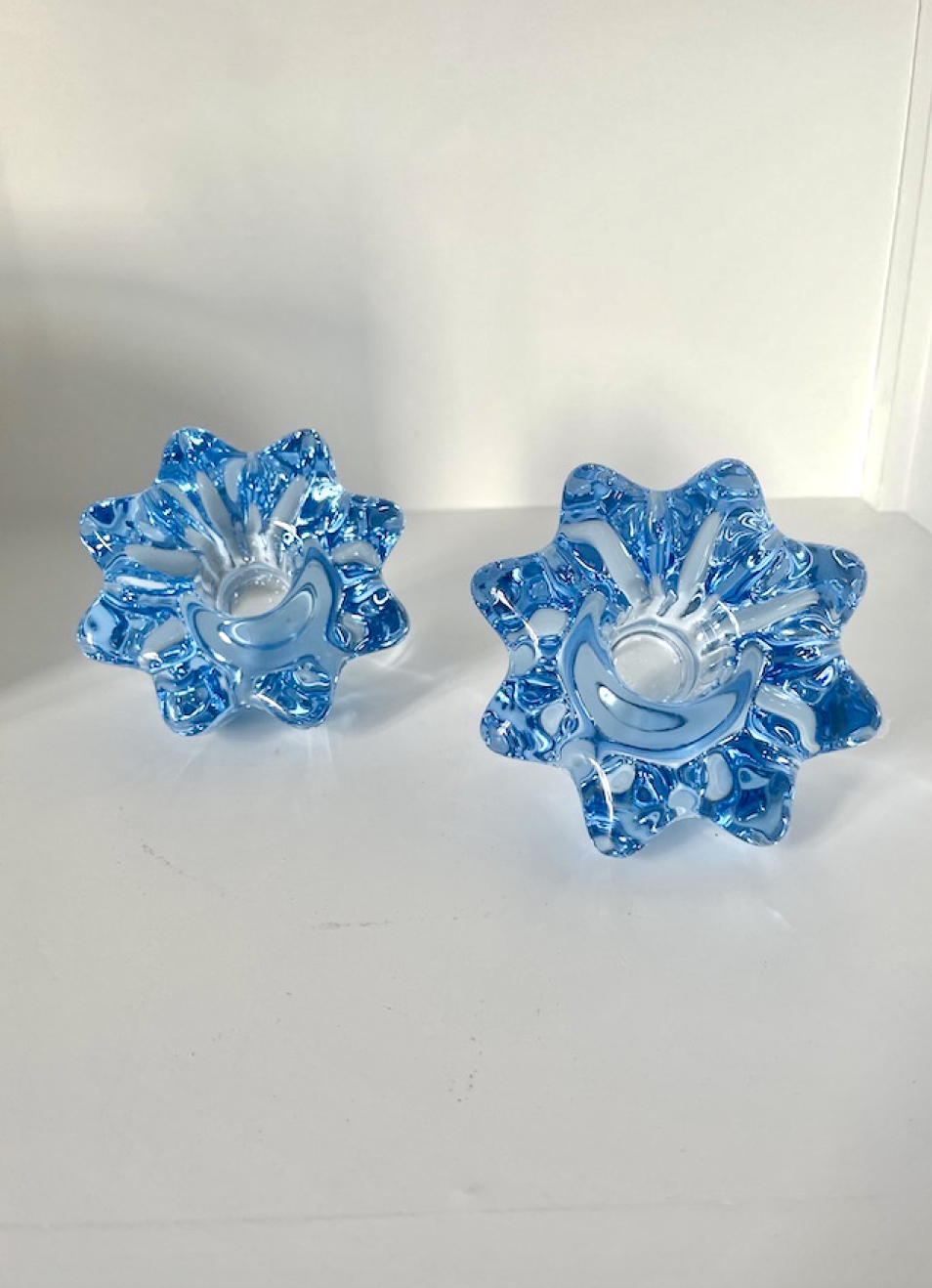 Vintage Holmegaard lysestage 〰️ blå