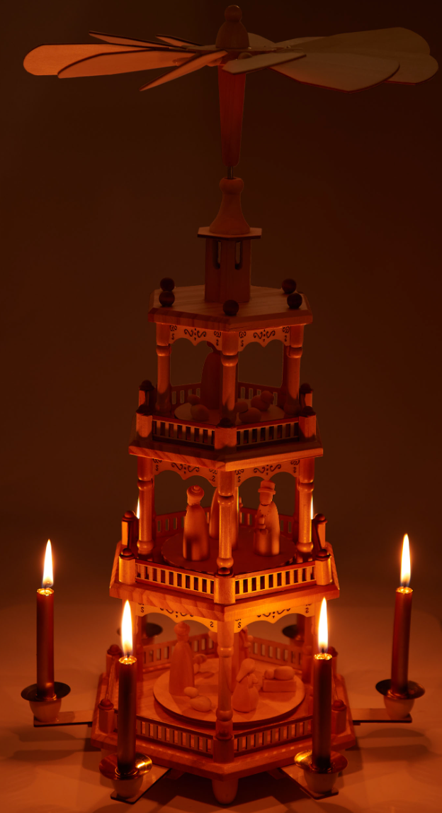 Stor Weihnacht Pyramide / Julekarrusel i træ no. 5