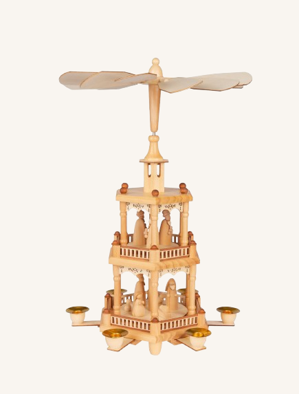 Medium Weihnacht Pyramide / Julekarrusel i træ no. 4