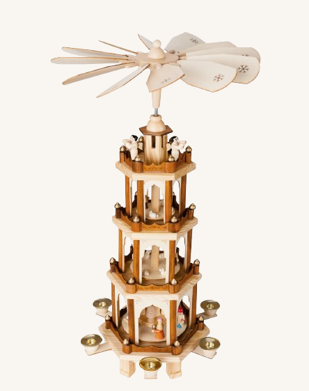 Stor Weihnacht Pyramide / Julekarrusel i træ no. 6