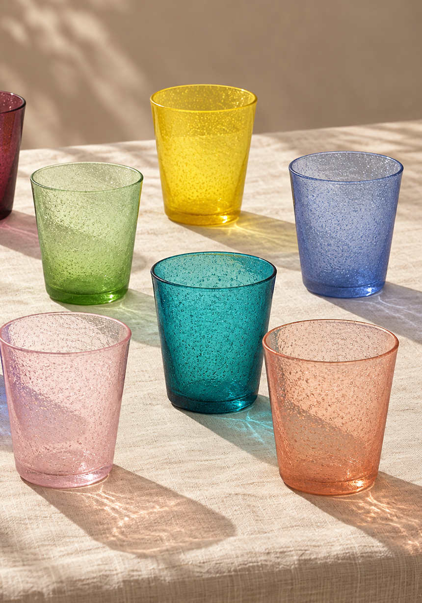 Mouth blown Bubble glass ~ Peach