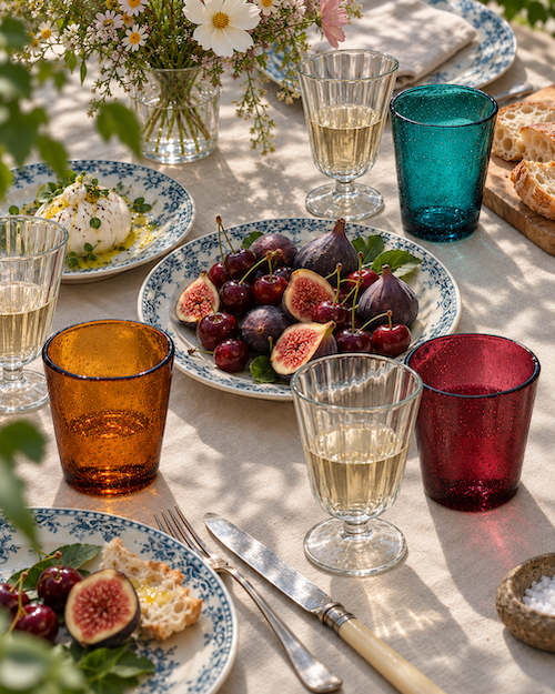 Amber Bubbles | Mundblæste italienske glas
