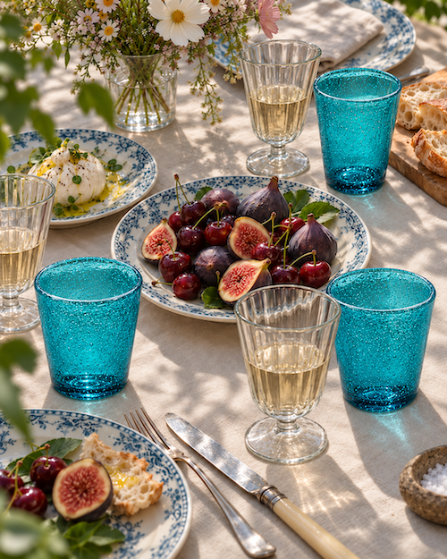 Turkis Bubbles | Mundblæste italienske glas