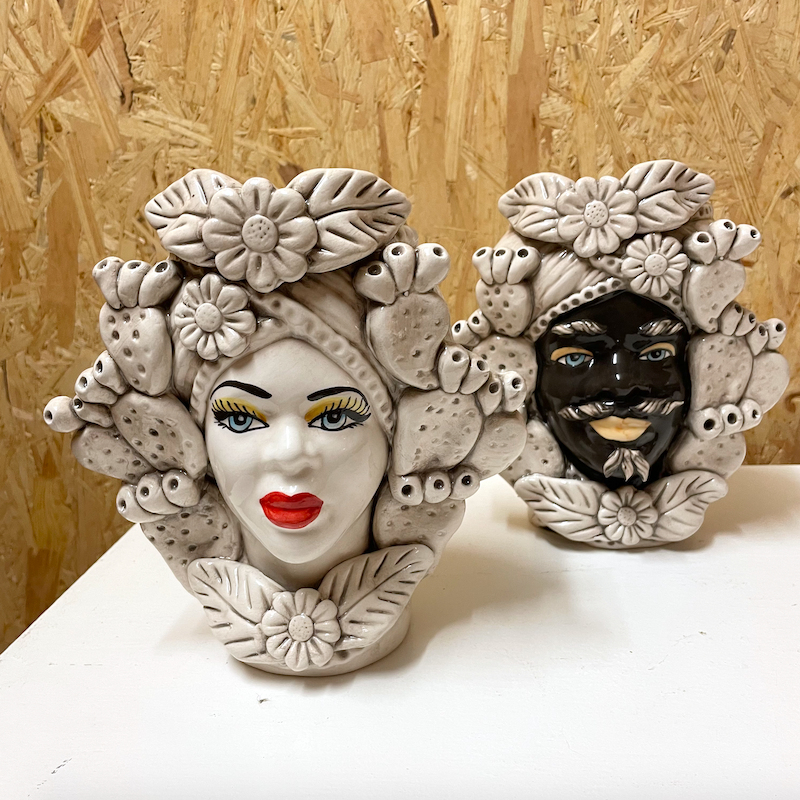 DONNA &amp; UOMO BIANCO CACTUS 〰️ SICILIAN MAIN VASE