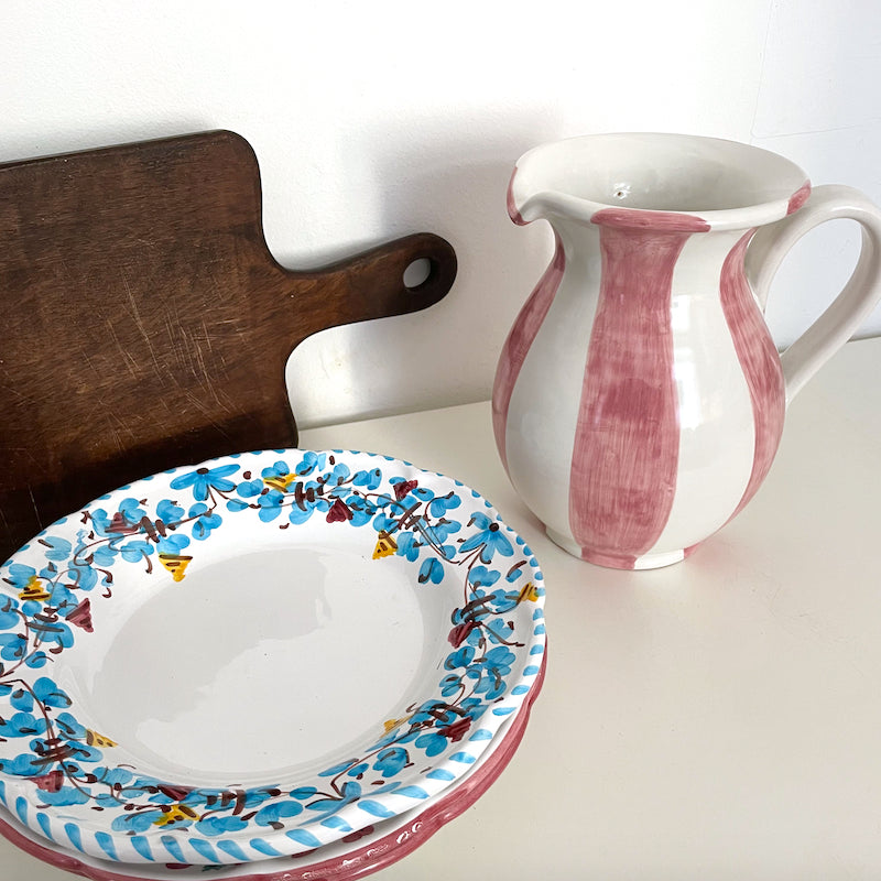 Italiensk håndmalet kande | Rosa striber