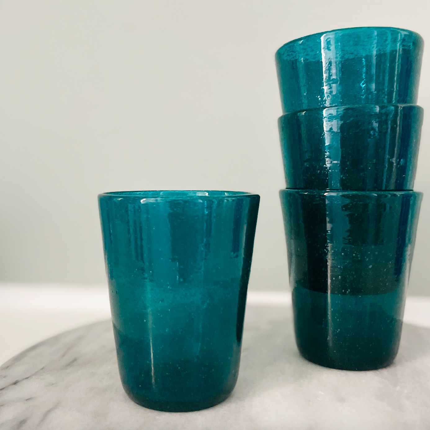 Mundblæst Bubble glas ~ Petroleum