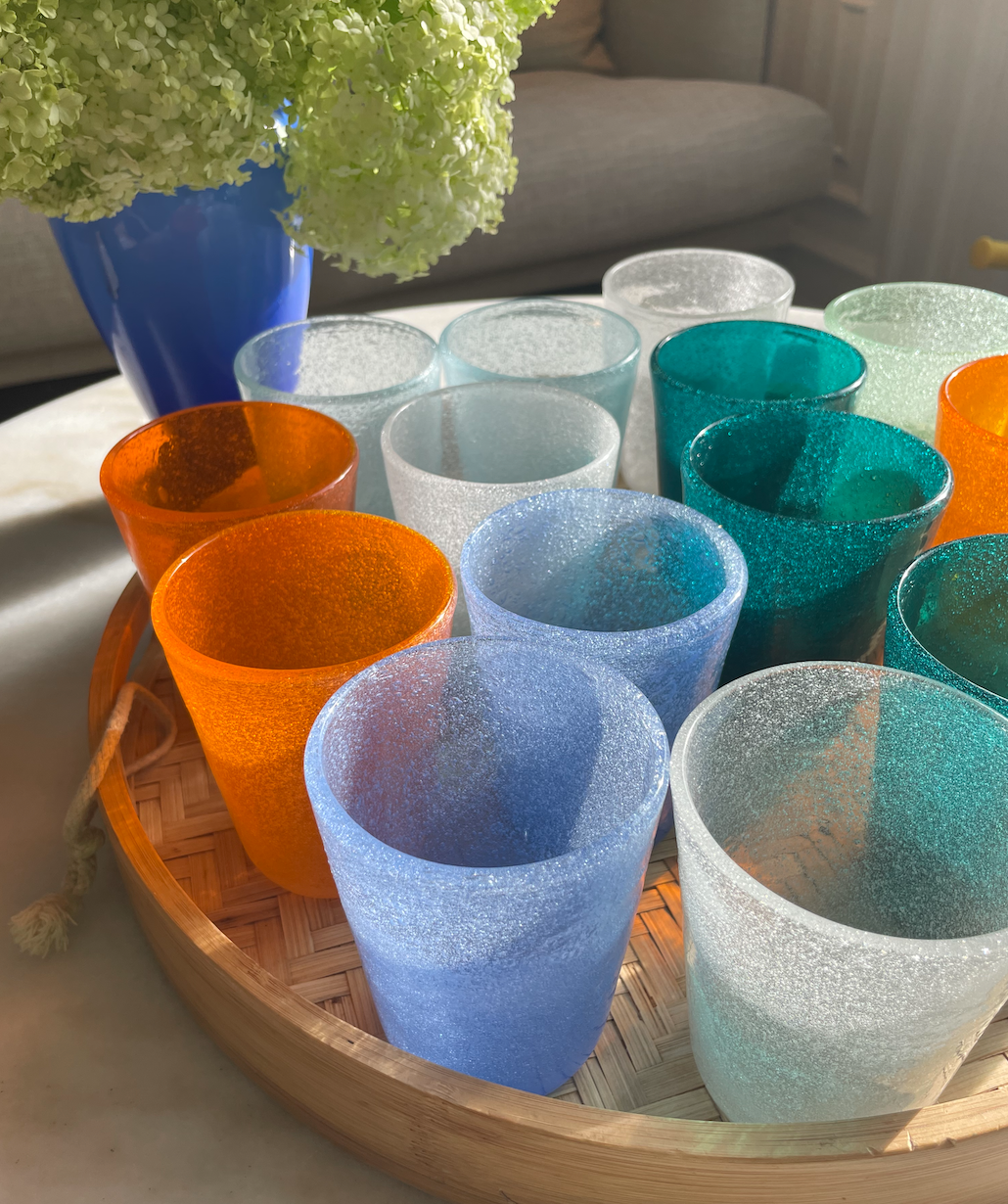 Mundblæst Bubble glas ~ Hvid