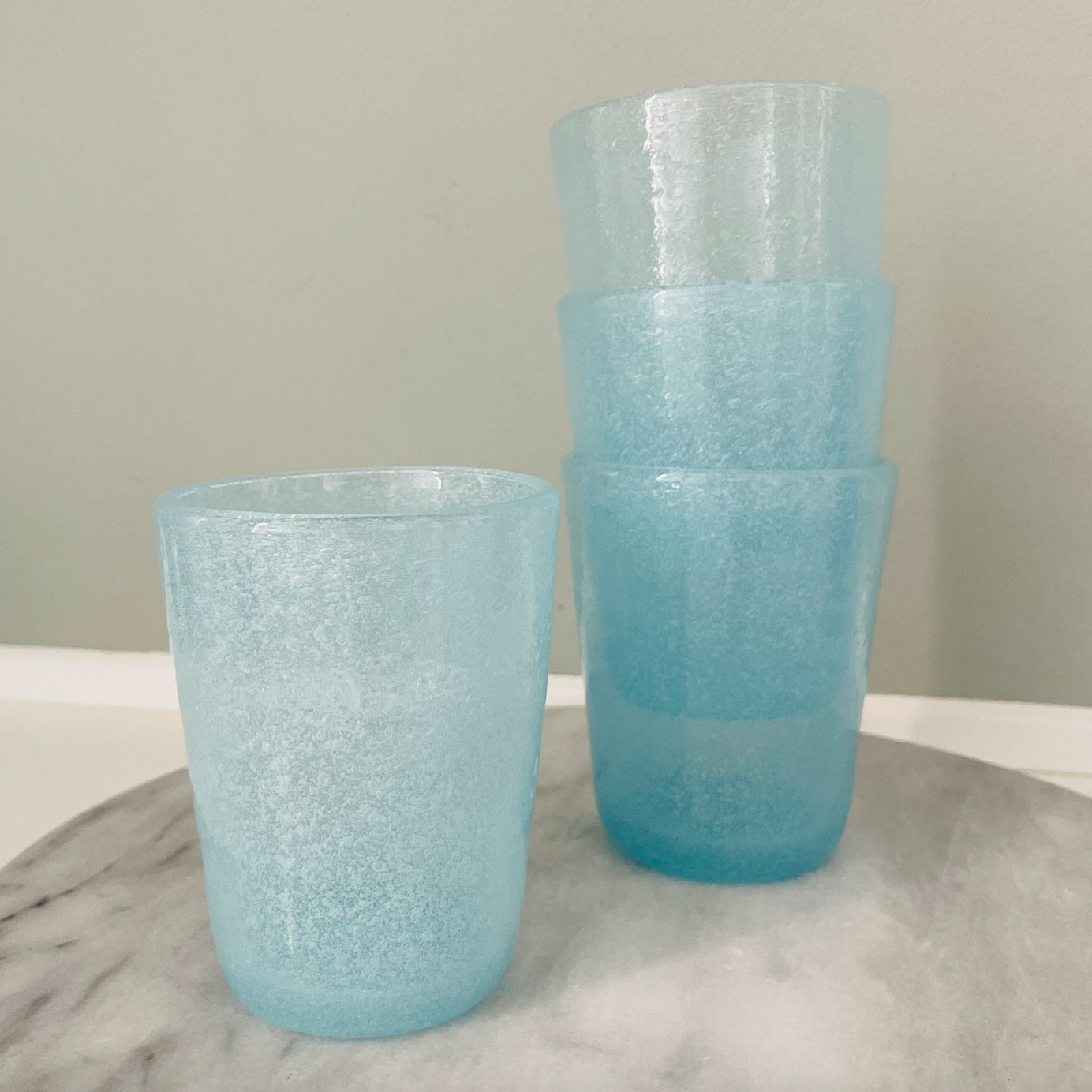 Mundblæst Bubble glas ~ lyseblå