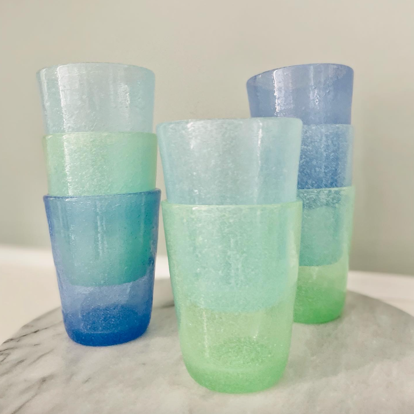 Mundblæst Bubble glas ~ lyseblå