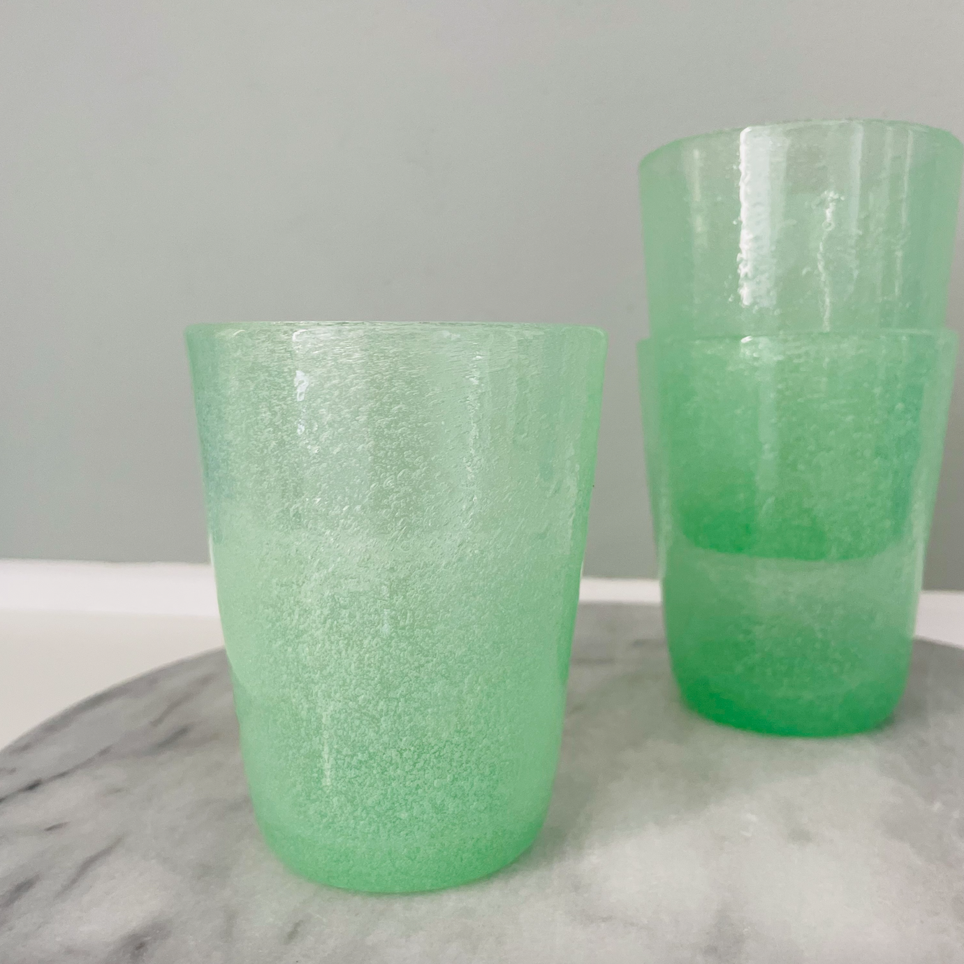 Mundblæst Bubble glas ~ jade