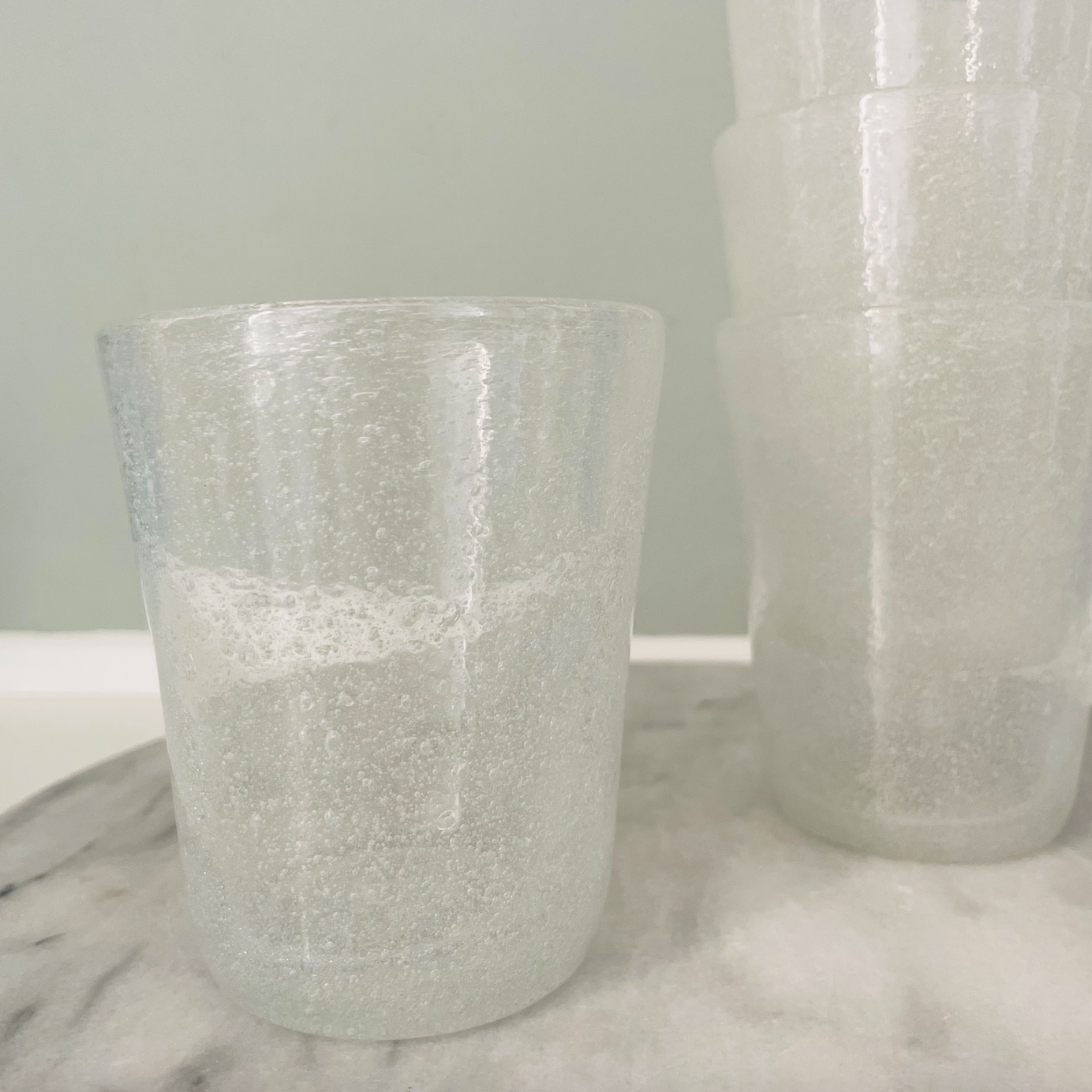 Mundblæst Bubble glas ~ Hvid